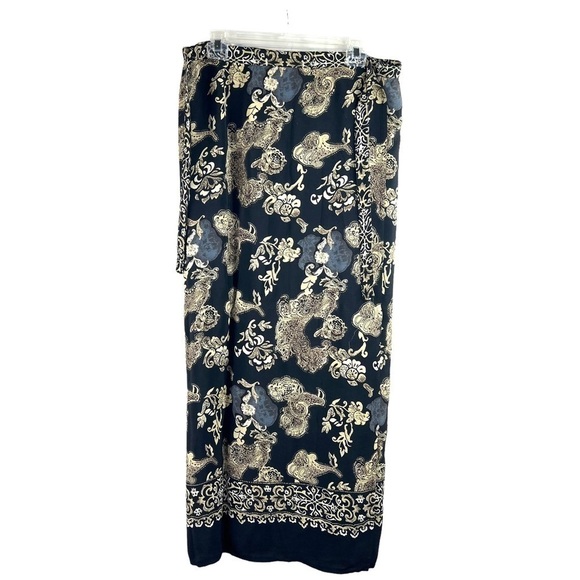 NEW- Wrap Around, Waist Tie, Floral, Scroll Design Hem Long Maxi Dress One Size - Picture 2 of 9